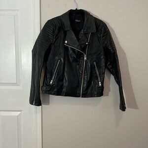 Topshop Black Faux Leather Moto Jacket